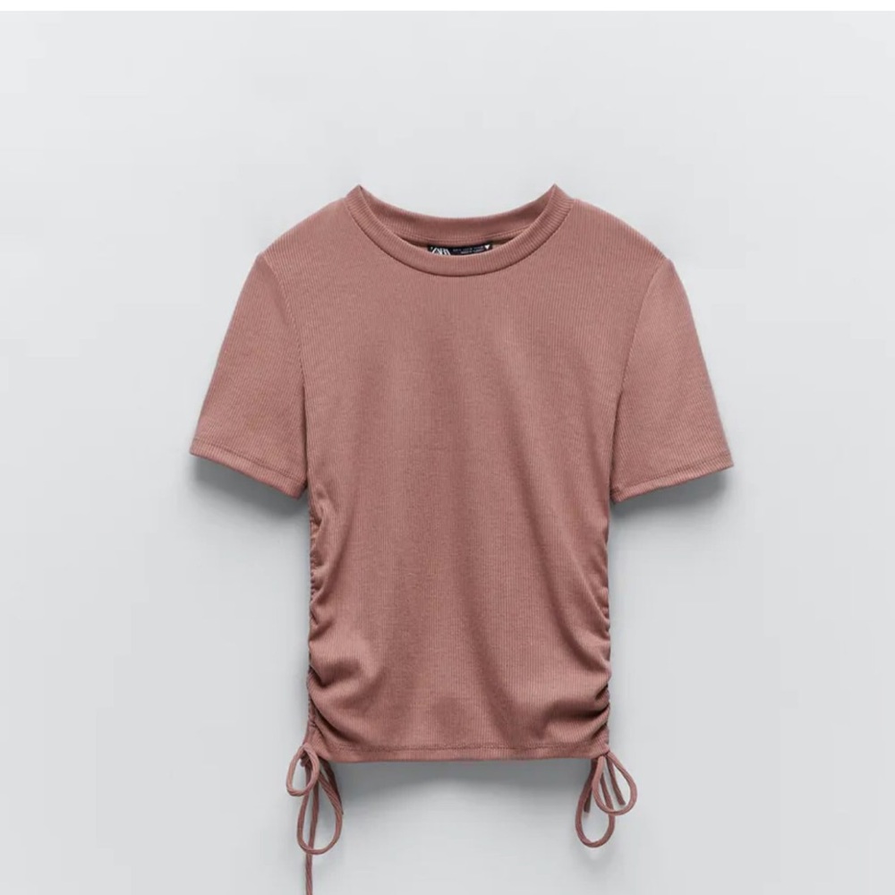 NWT ZARA ruched crop top short sleeve size medium